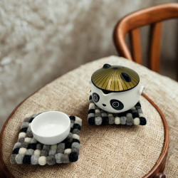 Štvorcové Podložky pod Poháre z Plstených Guľôčok - 10cm Viacfarebné S