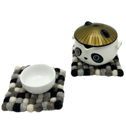 Štvorcové Podložky pod Poháre z Plstených Guľôčok - 10cm Viacfarebné S