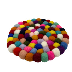 Okrúhle Podložky pod Poháre z Plstených Guľôčok - 20cm Viacfarebné