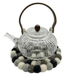 Okrúhle Podložky pod Poháre z Plstených Guľôčok - 20cm Viacfarebné Siv