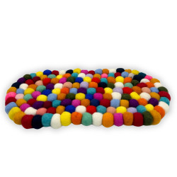Oválne Podložky pod Poháre z Plstených Guľôčok - 38x18cm Viacfarebné