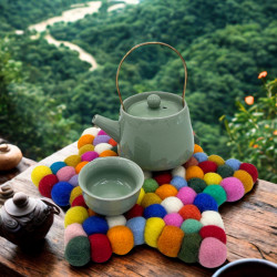 Hviezdicové Podložky pod Poháre z Plstených Guľôčok - 27x27x2 Viacfare