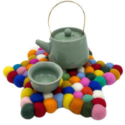 Hviezdicové Podložky pod Poháre z Plstených Guľôčok - 27x27x2 Viacfare