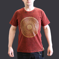 Stone Wash Tričko (S) - Mandala - Gaštanovo Hnedé