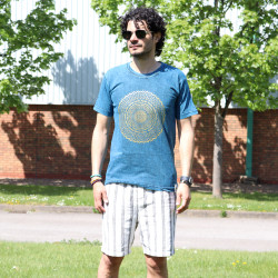 Stone Wash Tričko (S) - Mandala - Modré