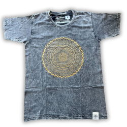 Stone Wash Tričko (S) - Mandala - Tmavo Šedé