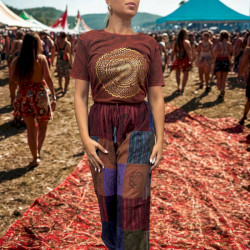 Stone Wash Tričko (M) - Mandala - Gaštanovo Hnedé