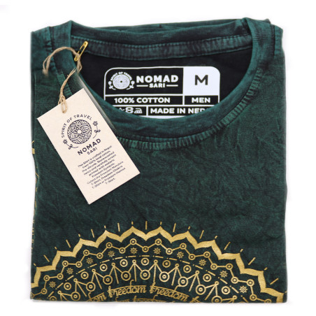 Stone Wash Tričko (M) - Mandala - Zelené