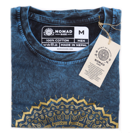 Stone Wash Tričko (M) - Mandala - Modré