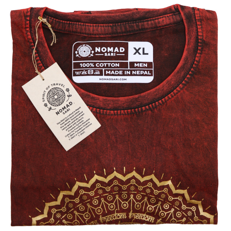 Stone Wash Tričko (XL) - Mandala - Gaštanovo Hnedé