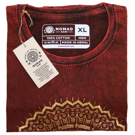 Stone Wash Tričko (XL) - Mandala - Gaštanovo Hnedé