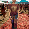 Stone Wash Tričko (XL) - Mandala - Gaštanovo Hnedé