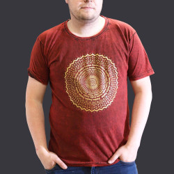 Stone Wash Tričko (XL) - Mandala - Gaštanovo Hnedé