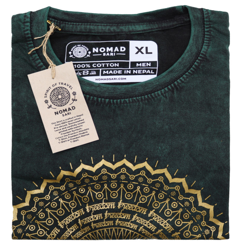 Stone Wash Tričko (XL) - Mandala - Zelené