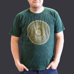 Stone Wash Tričko (XL) - Mandala - Zelené