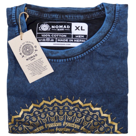 Stone Wash Tričko (XL) - Mandala - Modré