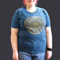 Stone Wash Tričko (XL) - Mandala - Modré