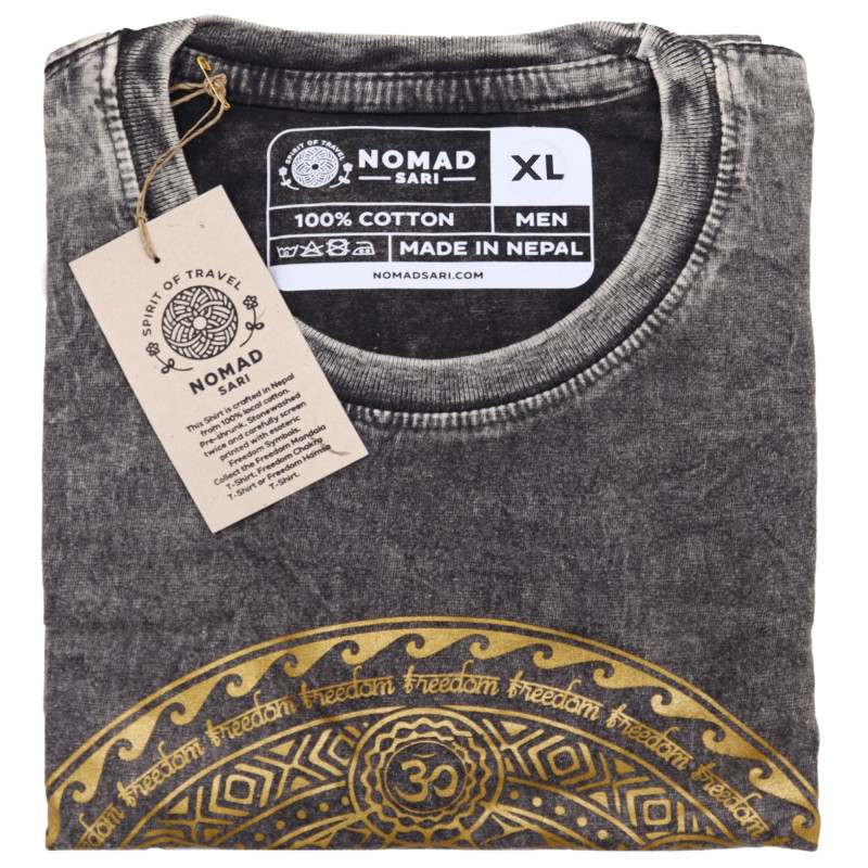 Stone Wash Tričko (XL) - Čakra - Tmavo Šedé