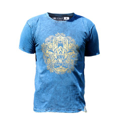 Stone Wash Tričko (M) - Hamsa - Modré