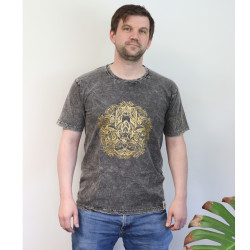 Stone Wash Tričko (M) - Hamsa - Tmavo Šedé