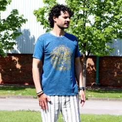 Stone Wash Tričko (S) - Hamsa - Modré