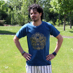 Stone Wash Tričko (S) - Hamsa - Modré