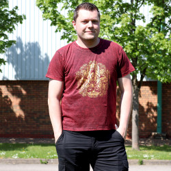 Stone Wash Tričko (L) - Hamsa - Gaštanovo Hnedé