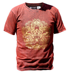 Stone Wash Tričko (XL) - Hamsa - Gaštanovo Hnedé