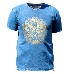 Stone Wash Tričko (XL) - Hamsa - Modré