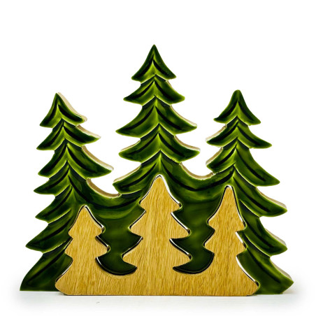 2x Stratený v Lese - Drevená 3D Dekorácia Tri Stromy - 20x23cm