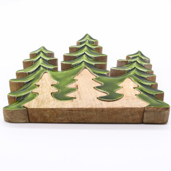 2x Stratený v Lese - Drevená 3D Dekorácia Tri Stromy - 20x23cm