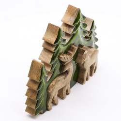2x Stratený v Lese - Drevená 3D Dekorácia Dva Jelene v Lese - 18x23cm