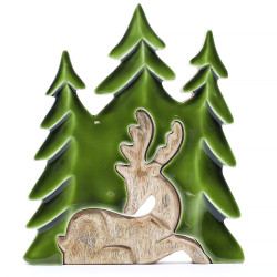 2x Stratený v Lese - Drevená 3D Dekorácia Jeleň v Lese - 23x20cm