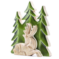 2x Stratený v Lese - Drevená 3D Dekorácia Jeleň v Lese - 23x20cm