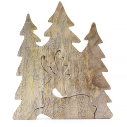 2x Stratený v Lese - Drevená 3D Dekorácia Jeleň v Lese - 23x20cm