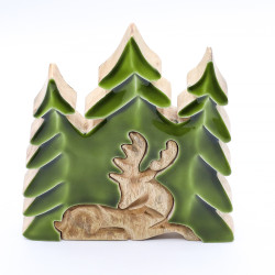 2x Stratený v Lese - Drevená 3D Dekorácia Jeleň v Lese - 23x20cm