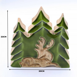 2x Stratený v Lese - Drevená 3D Dekorácia Jeleň v Lese - 23x20cm