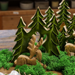 2x Stratený v Lese - Drevená 3D Dekorácia Jeleň v Lese - 23x20cm