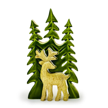 3x Stratený v Lese - Drevená 3D Dekorácia Jeleň v Lese - 25x15cm