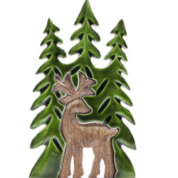 3x Stratený v Lese - Drevená 3D Dekorácia Jeleň v Lese - 25x15cm