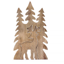 3x Stratený v Lese - Drevená 3D Dekorácia Jeleň v Lese - 25x15cm
