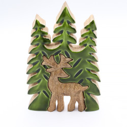 3x Stratený v Lese - Drevená 3D Dekorácia Jeleň v Lese - 25x15cm