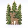 3x Stratený v Lese - Drevená 3D Dekorácia Jeleň v Lese - 25x15cm