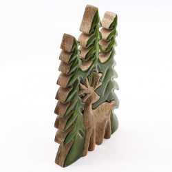 3x Stratený v Lese - Drevená 3D Dekorácia Jeleň v Lese - 25x15cm