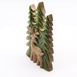 3x Stratený v Lese - Drevená 3D Dekorácia Jeleň v Lese - 25x15cm