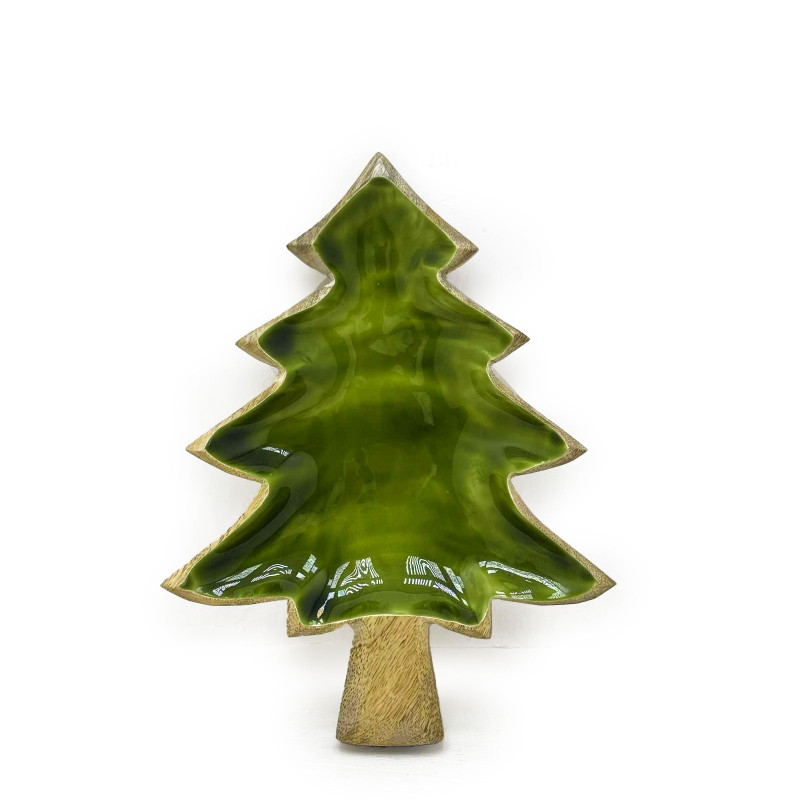 2x Stratený v Lese - Drevená Smaltová Miska s Motívom Stromu - 25x19cm