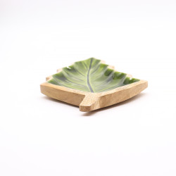 2x Stratený v Lese - Drevená Smaltová Miska s Motívom Listu - 33x17cm