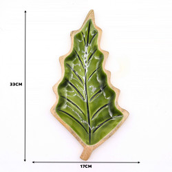 2x Stratený v Lese - Drevená Smaltová Miska s Motívom Listu - 33x17cm