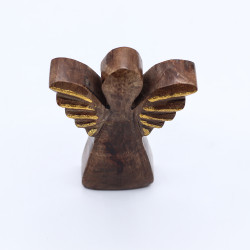 8x Malý Anjel z Mangového Dreva - Zlatý Dekor - 12cm