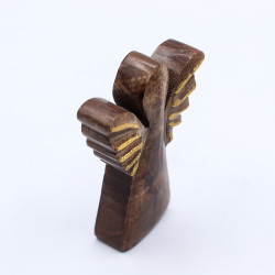 8x Malý Anjel z Mangového Dreva - Zlatý Dekor - 12cm